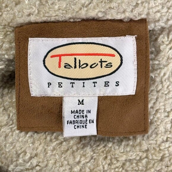 Talbots Women’s Faux Suede Teddy Lined Coat Size Medium Petite Brown - Picture 5 of 7